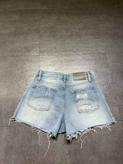 Balenciaga Denim Contrast-Trim Pants in Light Blue