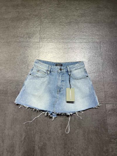 Balenciaga Denim Contrast-Trim Pants in Light Blue