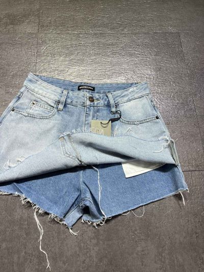 Balenciaga Denim Contrast-Trim Pants in Light Blue