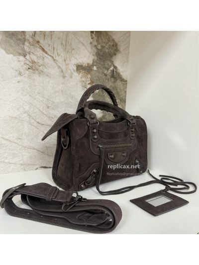 Balenciaga Le City Small Suede Coffee 2626S98