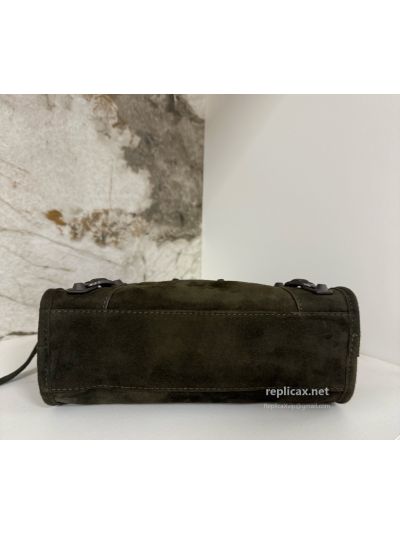 Balenciaga Le City Small Suede Dark Green 2626S98