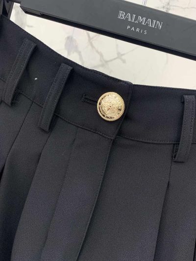 Balmain Pleated Belted Pants in Navy