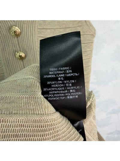 Balmain V-Neck Sleeveless Dress in Beige
