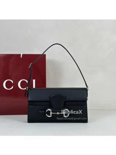 Gucci Black Leather Horsebit 1955 Small Shoulder Bag 764155
