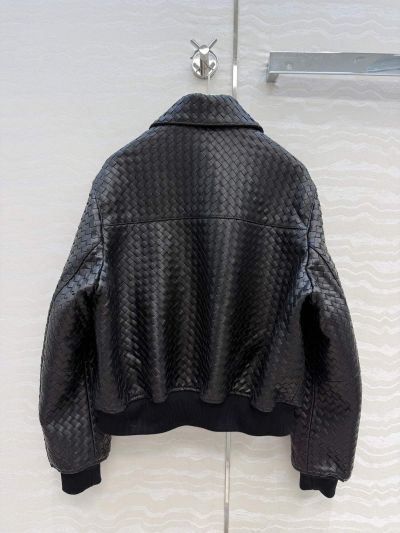 Bottega Veneta Lambskin Contrast-Trim Jacket in Black