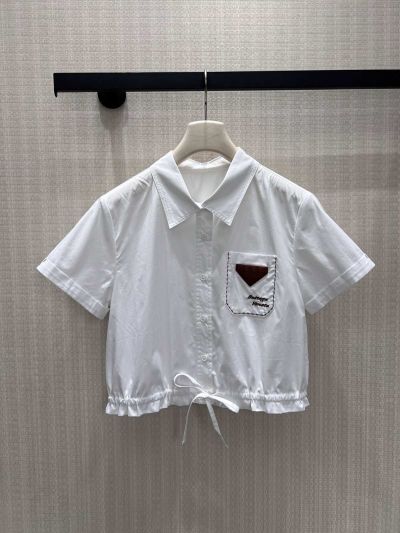 Bottega Veneta Short Sleeve Embroidered Shirt in White
