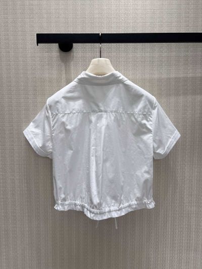 Bottega Veneta Short Sleeve Embroidered Shirt in White