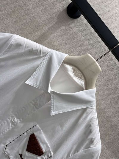 Bottega Veneta Short Sleeve Embroidered Shirt in White