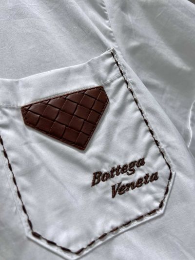 Bottega Veneta Short Sleeve Embroidered Shirt in White
