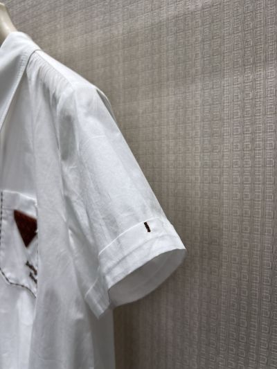 Bottega Veneta Short Sleeve Embroidered Shirt in White