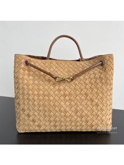 Bottega Veneta Andiamo Large Suede Tote Bag Camel