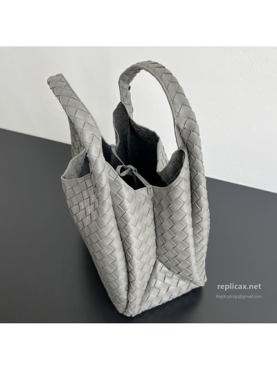 Bottega Veneta Campana Large Intrecciato Nappa Tote Bag Grey