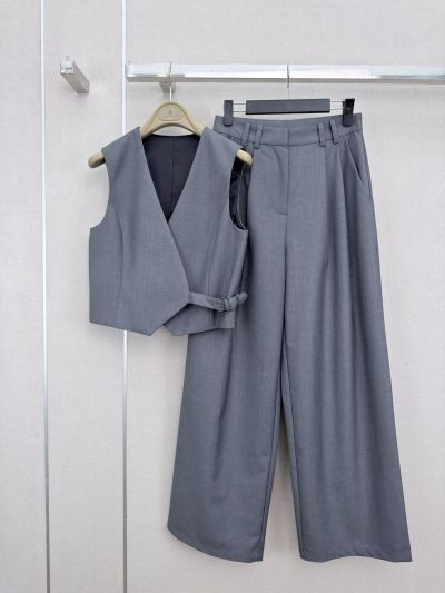 Brunello Cucinelli Belted Sleeveless Vest in Navy