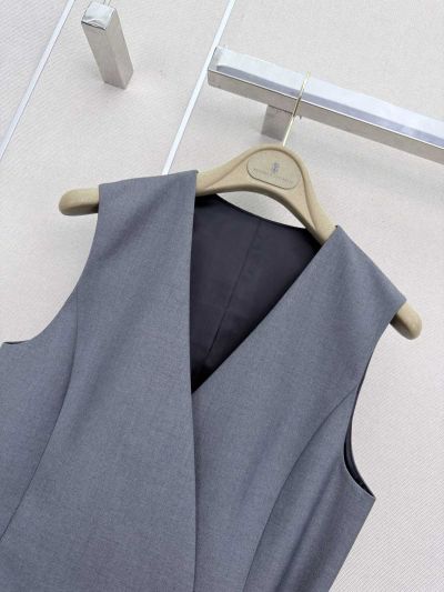 Brunello Cucinelli Belted Sleeveless Vest in Navy