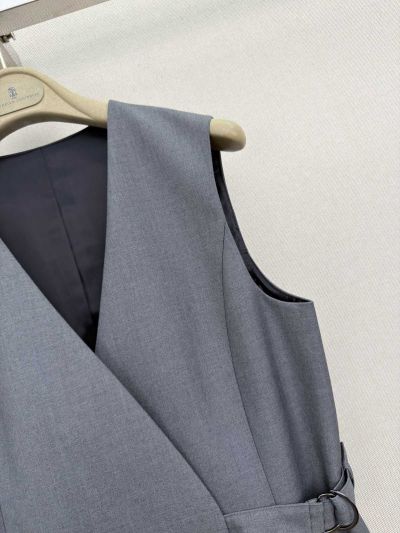 Brunello Cucinelli Belted Sleeveless Vest in Navy
