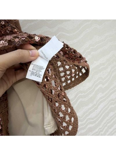 Brunello Cucinelli Embroidered Linen Top in Brown