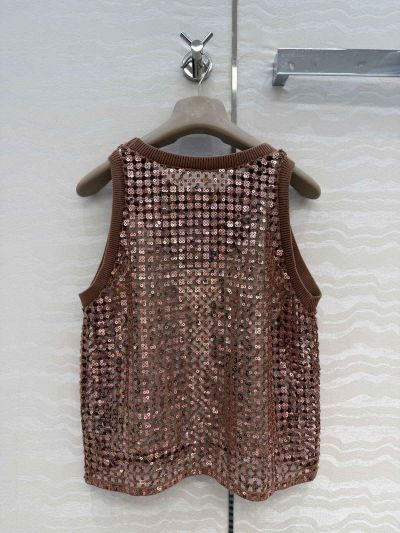 Brunello Cucinelli Embroidered Linen Top in Brown