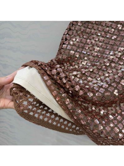 Brunello Cucinelli Embroidered Linen Top in Brown