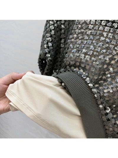 Brunello Cucinelli Embroidered Linen Top in Silver