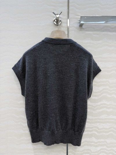 Brunello Cucinelli Embroidered Sequin Top in Navy