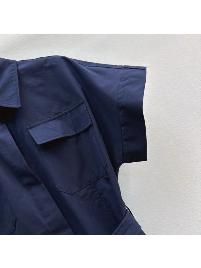 Brunello Cucinelli Maxi Belted Dress in Navy