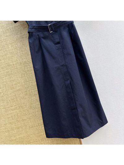 Brunello Cucinelli Maxi Belted Dress in Navy
