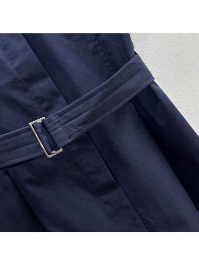 Brunello Cucinelli Maxi Belted Dress in Navy