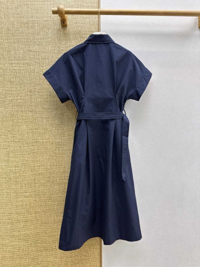 Brunello Cucinelli Maxi Belted Dress in Navy