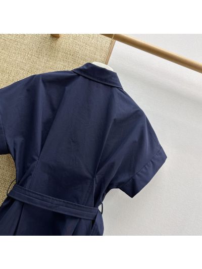 Brunello Cucinelli Maxi Belted Dress in Navy