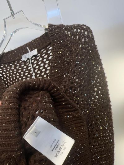 Brunello Cucinelli Openwork Button-Front Cardigan in Brown