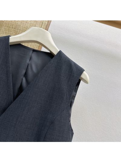 Brunello Cucinelli Sleeveless Pleated Set in Navy
