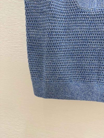 Brunello Cucinelli Stand Collar Zip-Up Knit Top in Blue