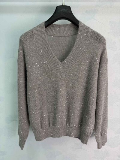 Brunello Cucinelli V-Neck Balloon Sleeve Sweater
