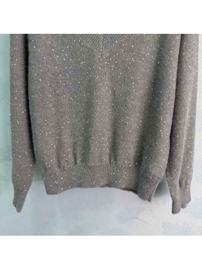 Brunello Cucinelli V-Neck Balloon Sleeve Sweater