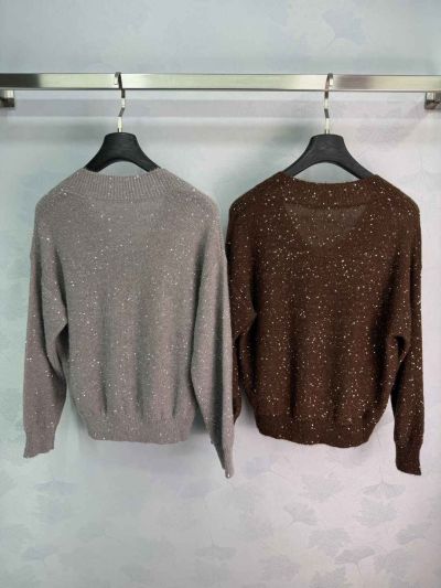 Brunello Cucinelli V-Neck Balloon Sleeve Sweater
