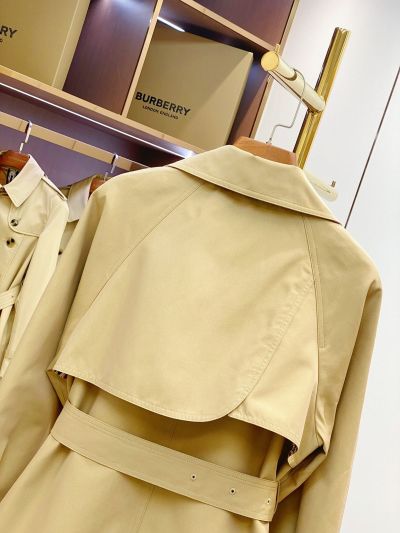 Burberry Belted Monogram Trench Coat in Beige