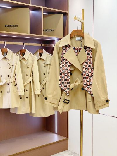 Burberry Belted Monogram Trench Coat in Beige