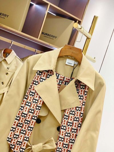 Burberry Belted Monogram Trench Coat in Beige