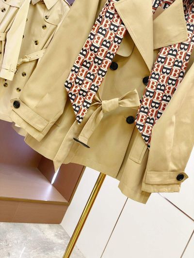 Burberry Belted Monogram Trench Coat in Beige