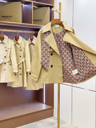Burberry Belted Monogram Trench Coat in Beige