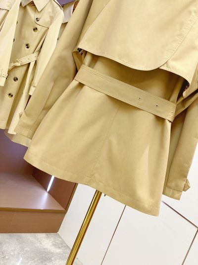 Burberry Belted Monogram Trench Coat in Beige
