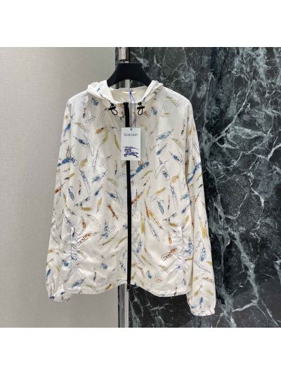 Burberry Hooded Drawstring Coat in Multicolor