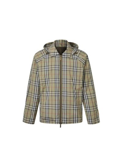 Burberry Hooded Plaid Jacket in Multicolor