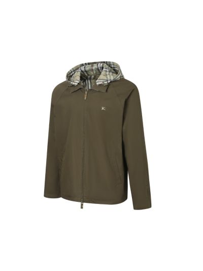 Burberry Hooded Plaid Jacket in Olive