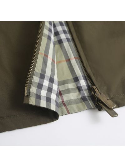 Burberry Hooded Plaid Jacket in Olive