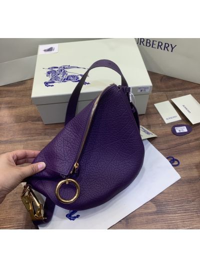Burberry Knight Small Purple Leather Zip Shoulder Bag