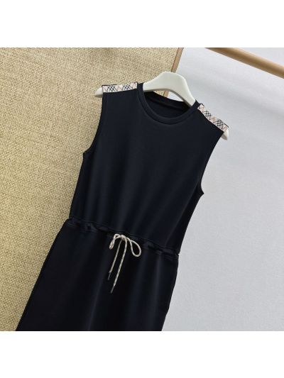 Burberry Plaid Belted Dress in Navy