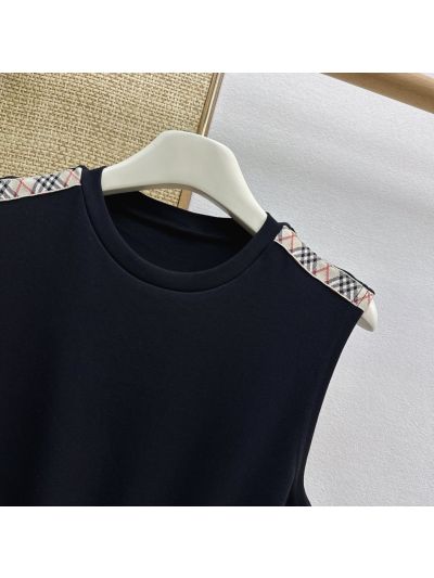Burberry Plaid Belted Dress in Navy