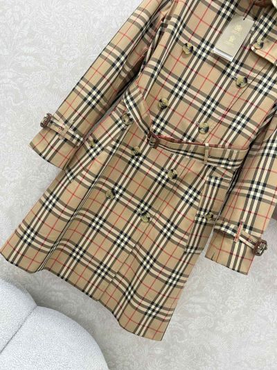 Burberry Plaid Belted Trench Coat in Beige