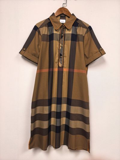 Burberry Plaid Button-Front Dress in Multicolor